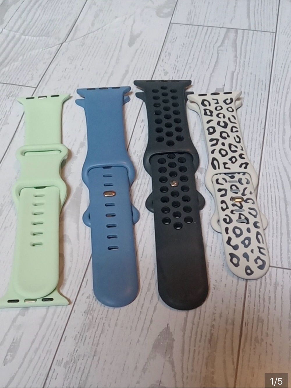 Silicone Replacement Smartwatch Bands - Green, Blue, Black, White Leopard